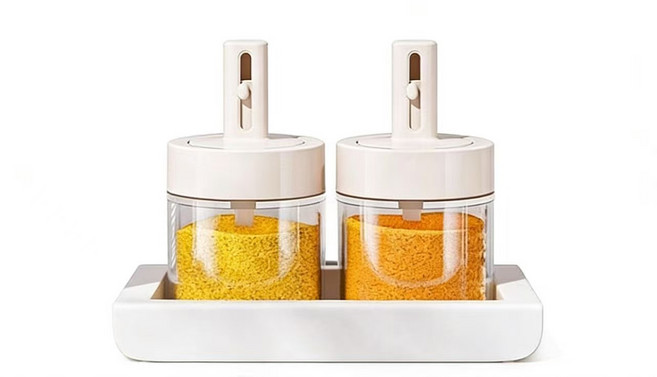 가정용 조미료통 세트 조절 가능 스푼 포함 밀폐형 주방 조미료통 양념병 소금통 YCY, 2개, 300ml
