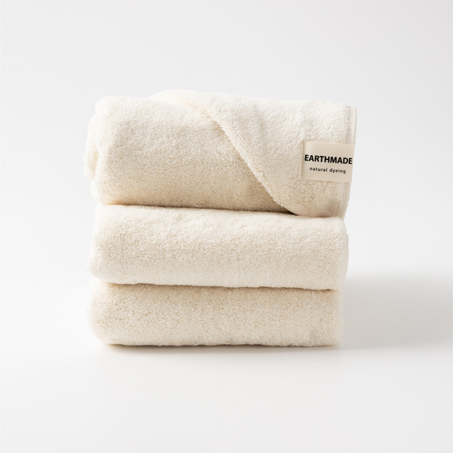 어스메이드 천연 식물염색 40수 오가닉코튼 100% 순면 세면타월 170g KC 오코텍스 유아용 안전인증 유기농섬유인증 비건 저자극 민감피부용 유아부터 성인까지, 3개, 퓨어 아이보리