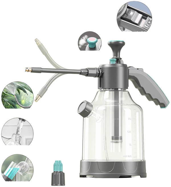 공구PXJ 자동 압축 분무기 청소 전용 유리 닦기 가정용 3L, 그레이, 1개