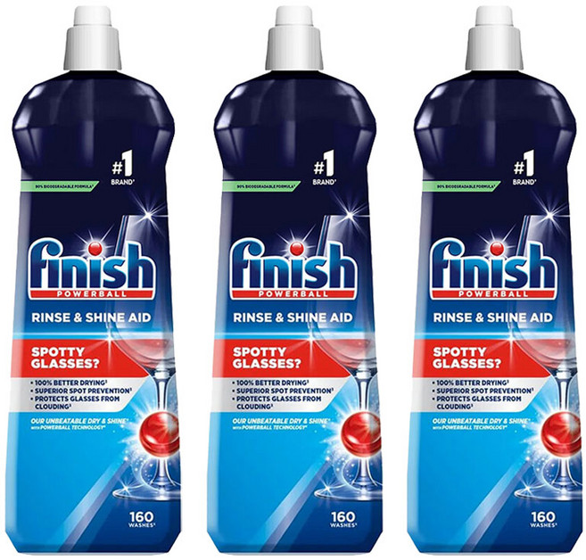 피니시 파워볼 린스 & 샤인 에이드 식기세척기용 세제, 3개, 800ml