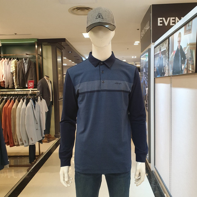 올포유 뉴코아 일산 남성 ## 스트라이프 프린트 티셔츠 ## AGTYN7111 915 네이비