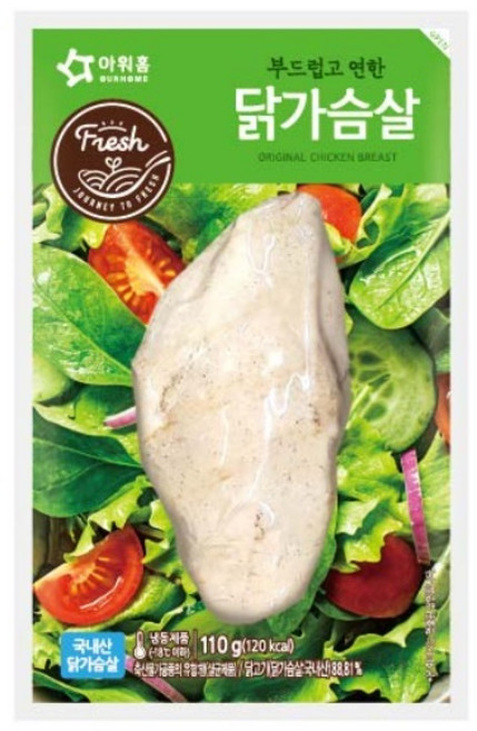 냉동 아워홈 부드럽고 연한 닭가슴살 110g, 1개