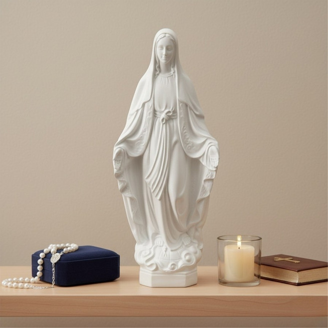 성모마리아상 30CM 성물방 성가정상 기도상 파티마 루르드 천주교 성모님, 화이트, 1개, 1개