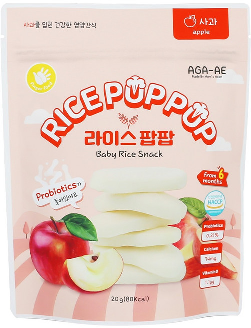 라이스팝팝 유기농 쌀과자 떡뻥, 20g, 1개, 사과
