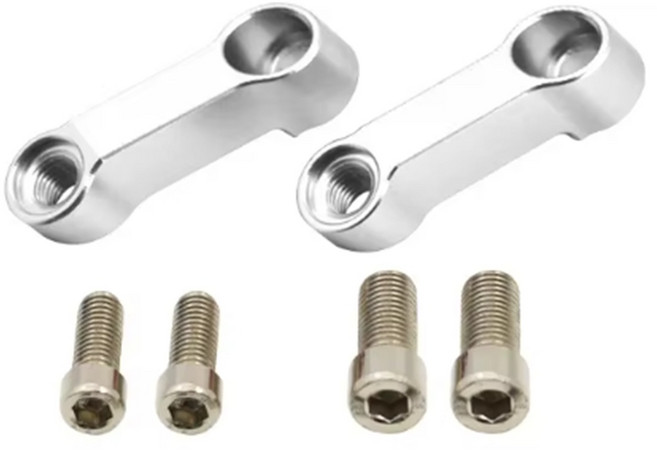 발통마켓 오토바이 사이드미러 연장 브라켓 백미러 어댑터, 1세트, 10mm정방향(실버)1세트