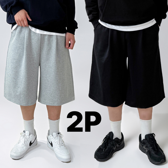 프롬코지 1+1 남자 버뮤다팬츠 헬스 와이드 6부 반바지