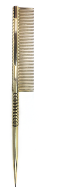 루시피 컬러팁 메탈 꼬리빗, 1개, 골드