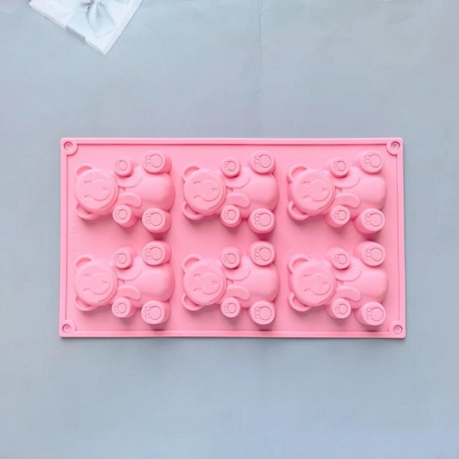 캐비티 곰 모양의 비 스틱 실리콘 몰드 케이크 빵 젤리 디저트 베이킹 만들기에 적합, 1개, 1. 011pink