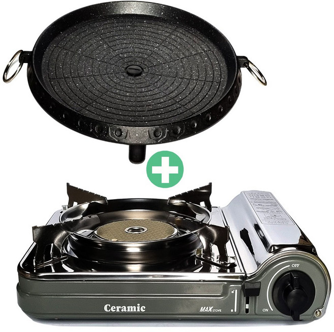 맥선 MS-3500CS (세라믹) 휴대용 가스렌지 부르스타 버너 1개 + 맥선 원형불판 1개
