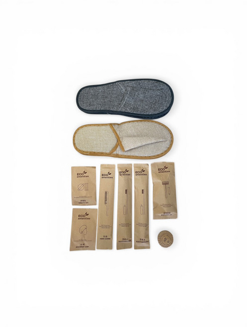 ECO amenities 旅行盥洗用品組 拖鞋 梳子 牙刷 刮鬍刀 浴帽