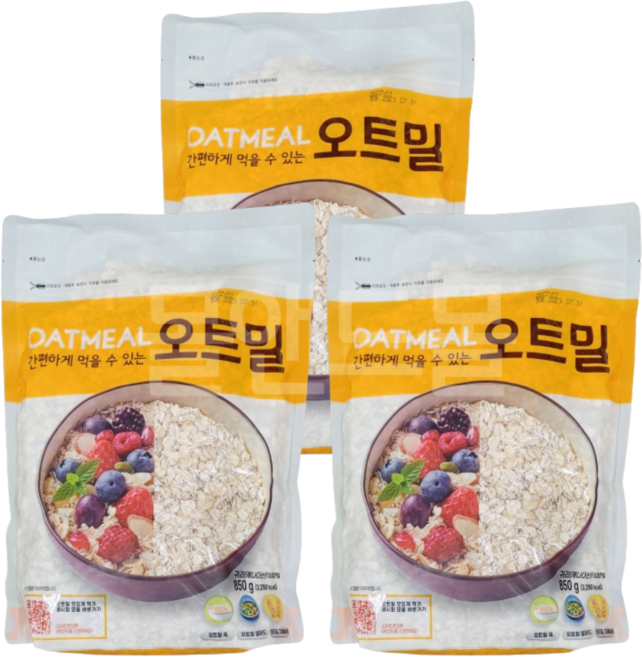 간편하게 먹을 수 있는 오트밀 눌린귀리 850g, 3개