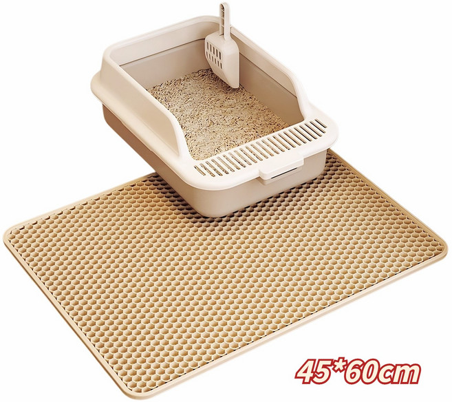 고양이 사막화 방지 매트 이중 벌집형 모래매트 EVA 방수 세척간편, 1개, 카키