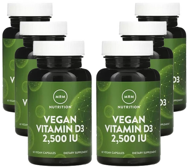 MRM Nutrition 비건 비타민D3 2500IU 베지캡슐 60정, 6개 - 쿠팡