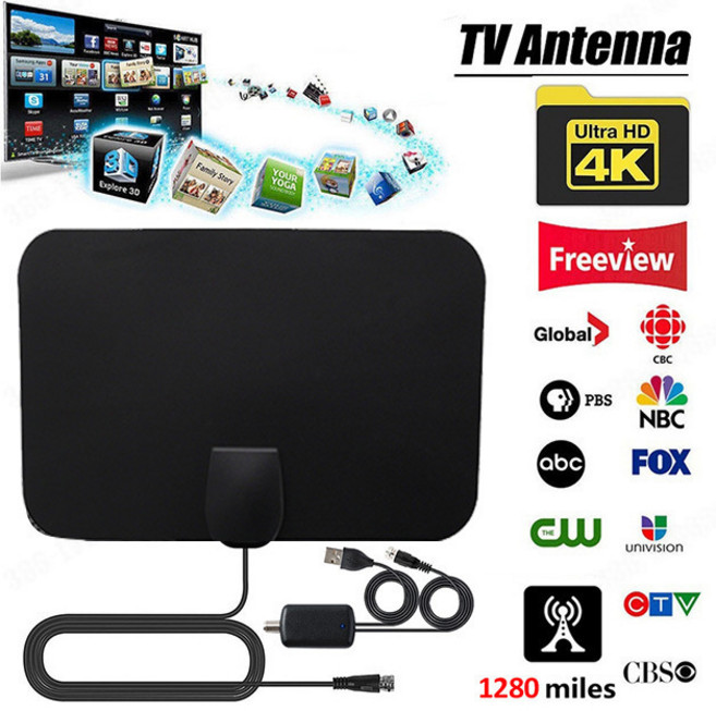 고화질 디지털 텔레비전 안테나 4k 고화질 실내 안테나 인터넷없이 무료로 tv 보기, 2세트, 1개