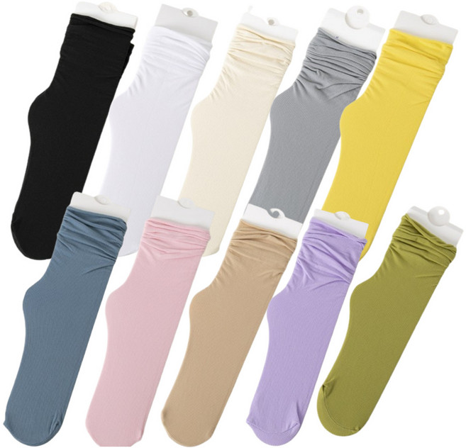 미니멀모다 여성 심플 돌돌이 얇은 골지 중목 스타킹 양말 10켤레