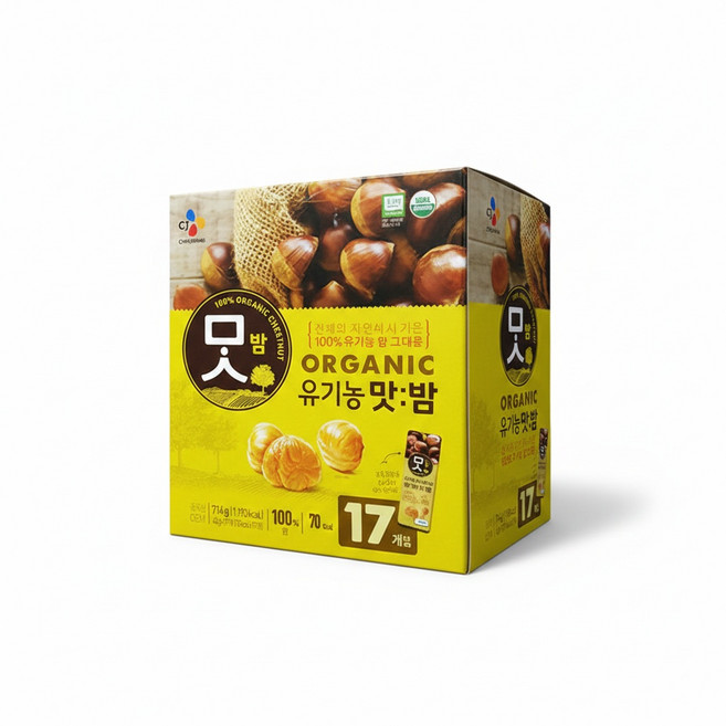 CJ 유기농 맛밤 42g x 17봉 간식 단밤 군밤 주전부리, 17개