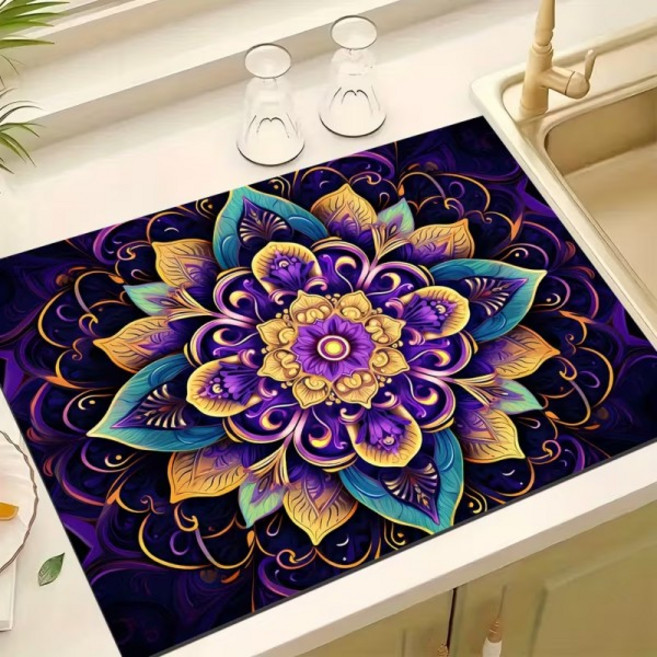판타지 만다라 꽃무늬 프린트 접시 받침대 패드 바 흡수 패드 데스크탑 보호 패드 커피 머신 패드 조리대 장식, 04 30x40cm-mud, 04 2