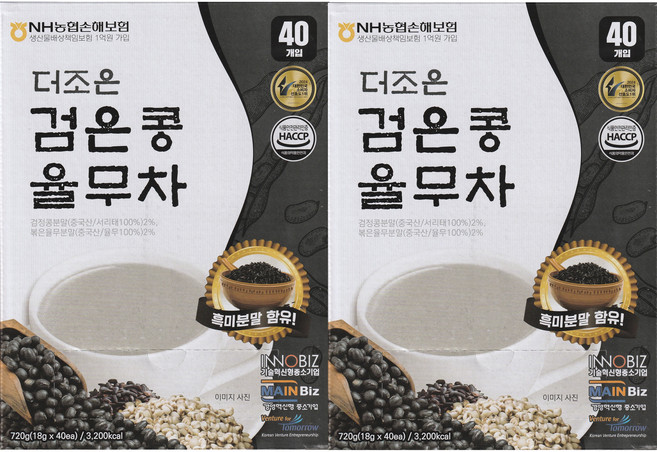 더조은 검은콩 율무차 식사대용 간단아침 선식 대용량 총, 2박스, 36개입, 18g