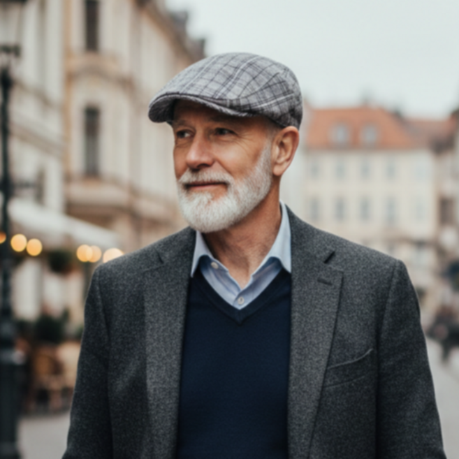 낭만삼춘 C13 클래식 체크무늬 봄 중년 남성 골프모자 헌팅캡 베레모