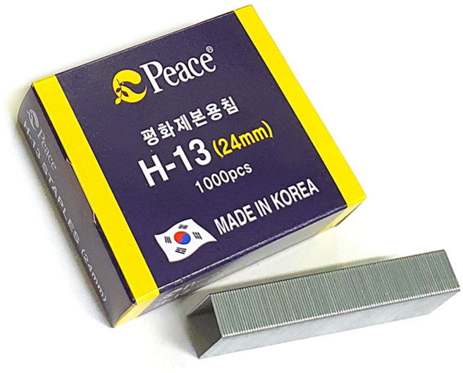 피스코리아 평화 제본용 스테이플러침 H-13 24mm, 3개