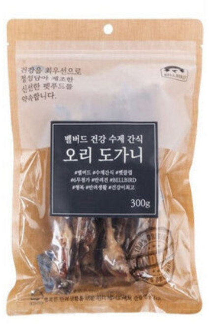 벨버드 강아지 건강수제간식, 오리도가니 맛, 300g, 2개