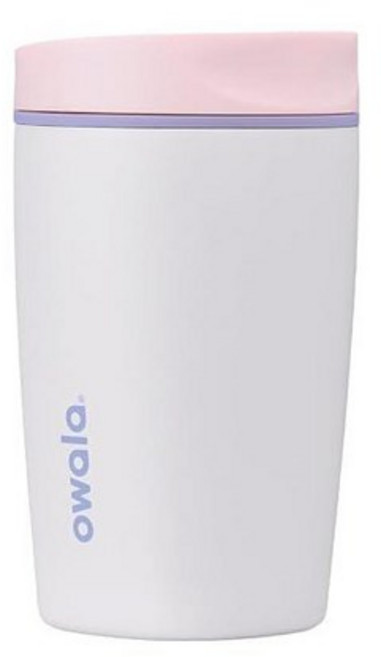 Owala SmoothSip 슬라이더 세라믹 안감 단열 스테인리스 스틸 커피 텀블러 메탈릭 맛 없음 재사용 가능한 여행용 머그 핫 아이스 컵 BPA 프리 355ml(12온, 캔디 코팅