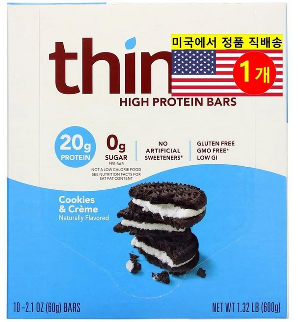 Think 운동 전 후 쿠키 앤 크림 프로틴 바 10개입 600g 1개 - 쿠팡