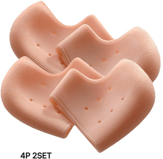 SOLCHANHI 발뒤꿈치 실리콘 커버 발각질패드 보습 패드, 4개