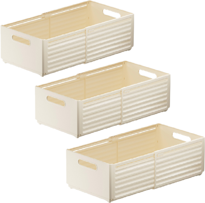 마코제이 내맘대로 길이조절 정리함 특대형, 크림, 3개