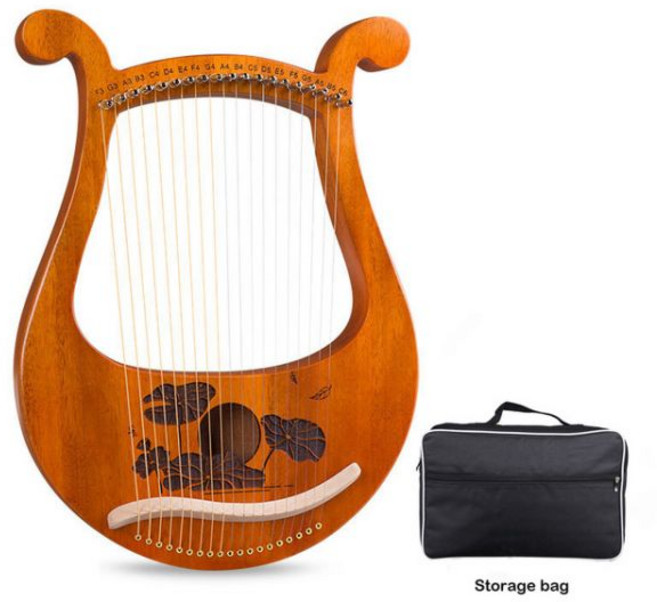 하프 부품 고품질 리라 피아노 19 현 마호가니 악기 예비 스트링 보관 가방 포함, 19 Strings Style 8, 1개