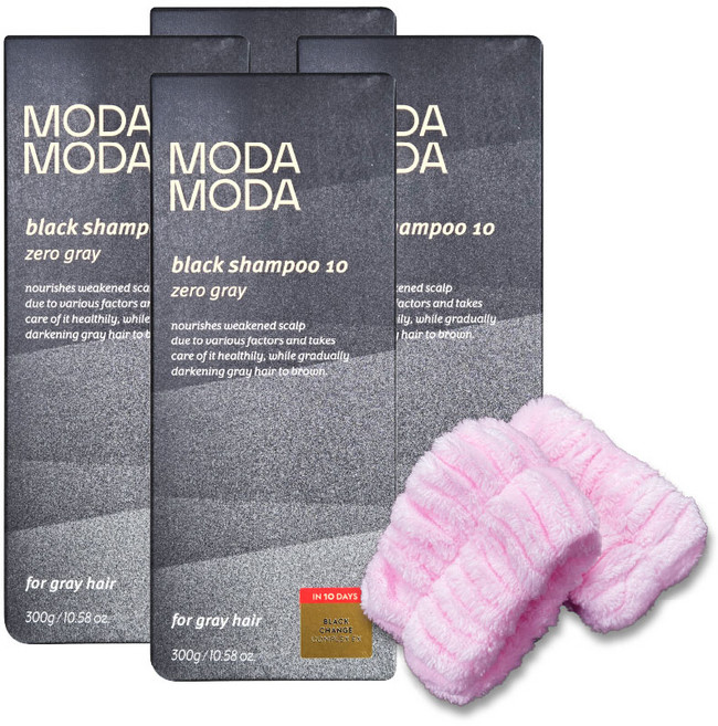 모다모다 제로 그레이 블랙 새치 염색 샴푸 추가 구성 세안 밴드 1P, 4개, 300g