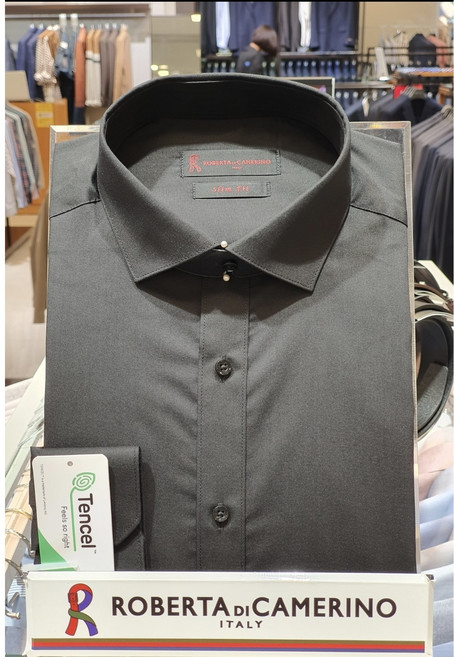 5F [신사] 로베르따 남성셔츠 긴팔 블랙 90-110호 모달스판 슬림핏셔츠 RR03579