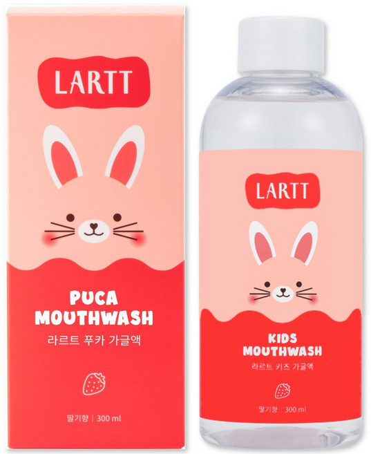 라르트 무알콜 충치예방 어린이가글 구강청결제 푸카가글 딸기향 병가글, 1개, 300ml