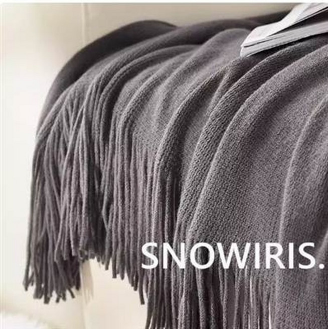 SNOWIRIS. 針織毯, 純色沙發毯蓋毯美式針織毛線毯子飯店民宿樣品牀尾裝飾毯牀尾巾深灰色尺寸：130*1, N/A
