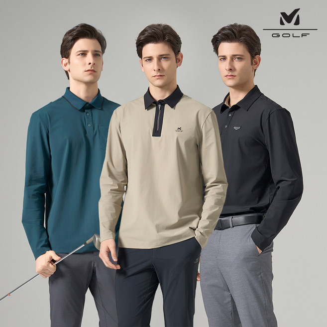 [밀레골프] 남성 스판 긴팔 카라티 3종세트