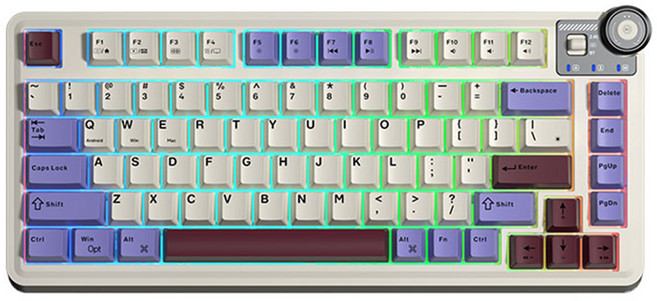AULA AU75 81키 RGB 가스켓 3 인 1 기계식 3모드 유무선 키보드, 제조사축, 세이야 축, 베이지 + 레드