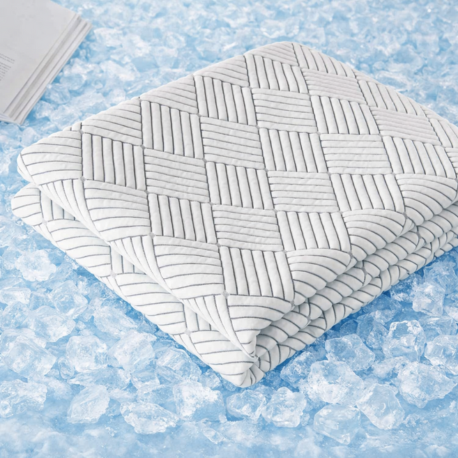 듀라론 쿨매트 자자데코 침대 냉감패드 침대패드, 화이트그레이톤