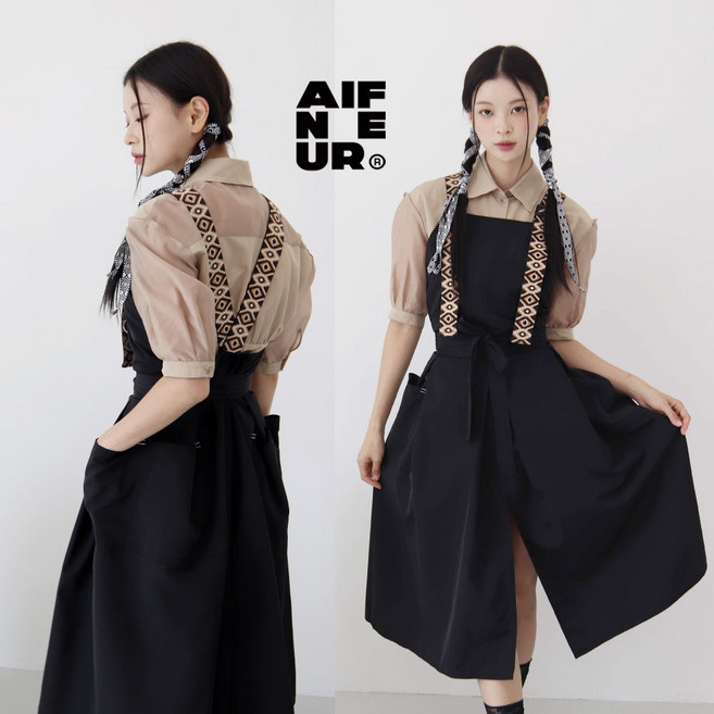 히피브라운 360도 앞치마 방수 미용 카페 미용사 바리스타 원피스 apron 에이프런웨이, S(44-55반), 1개, S(44-55반)