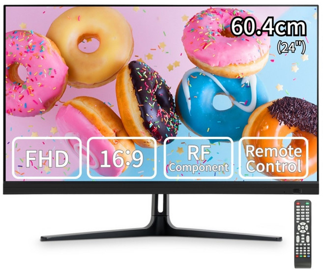뷰싱크 24인치 FHD 슬림베젤 TV 겸용 모니터 1등급 효율 콤포지트 CCTV 연결가능, 24MTV, 61cm