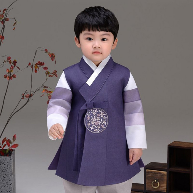 명절 보라단이 남아 아동한복