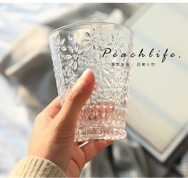Peachlife 法式碎花玻璃杯, 1個
