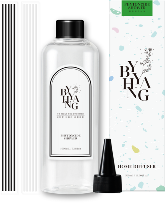 바이향 특대용량 프리미엄 디퓨저 리필오일 +섬유스틱 10개 + 뾰족캡, 1개, 1000ml, 피톤치드샤워