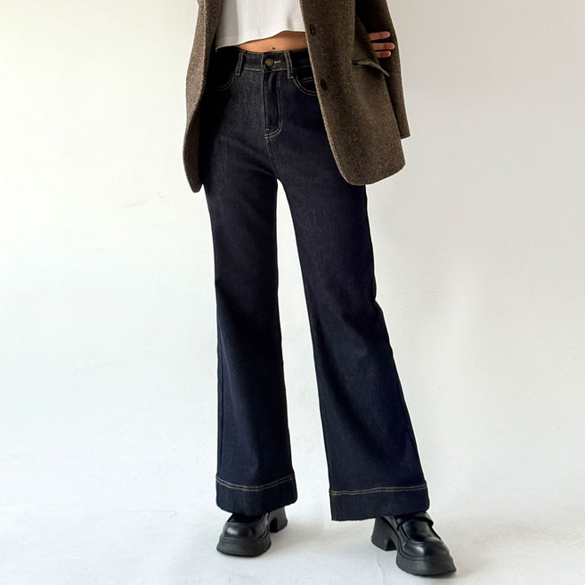 여성용 융기모 이염방지 청바지 뉴올 부츠컷 데님 팬츠 스판 빅사이즈