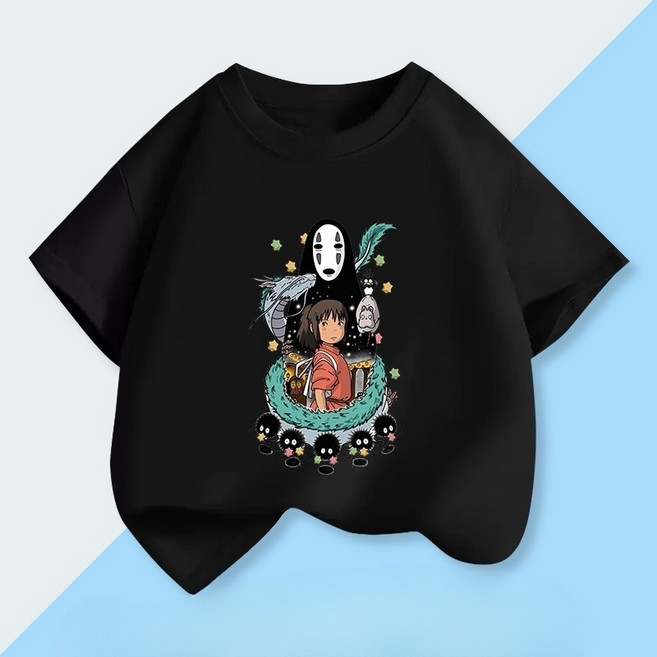 센과 치히로 가오나시 남녀공용 캐릭터 캐주얼 반팔티셔츠