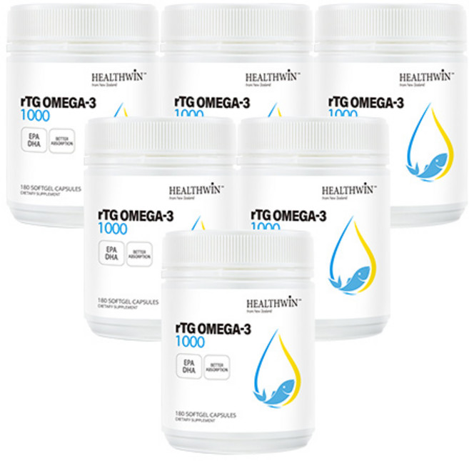 뉴질랜드 헬스윈 알티지 오메가3 1000mg rTG Omega3, 180정, 6개
