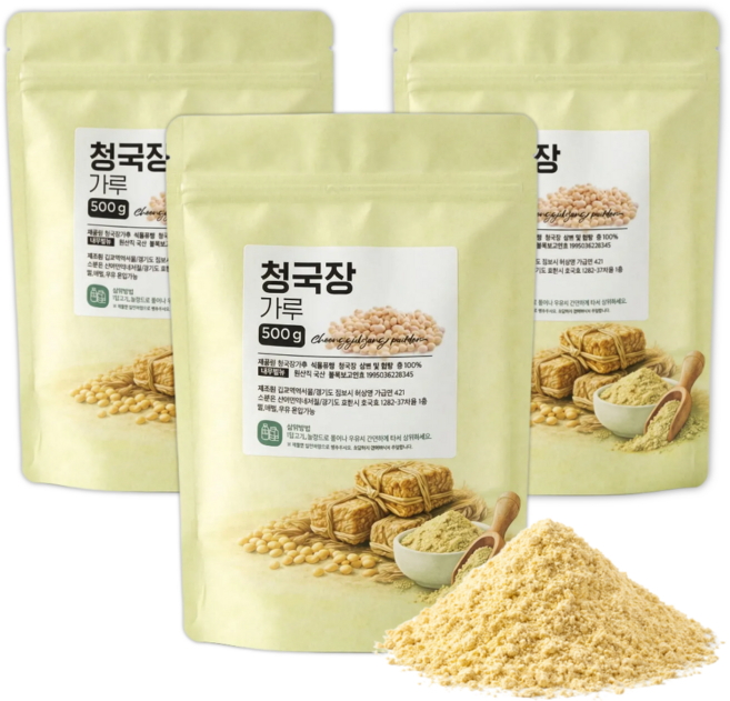 국산 청국장가루 100% 국산콩 냄새없는 국내산 발효 청국장 분말, 500g, 3세트
