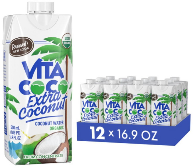 Vita Coco Organic Pressed Extra Coconut Water 비타 코코 오가닉 엑스트라 코코넛 워터, 비타코코 프레스드 코코넛워터 500ml 12개 1세트, 12개, 500ml