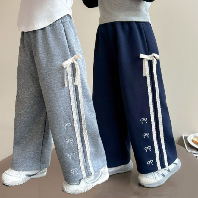 [더사랑이] 옆라인리본와이드바지팬츠1+1 키즈 아동복 유아 와이드팬츠 트레이닝팬츠 세트2장