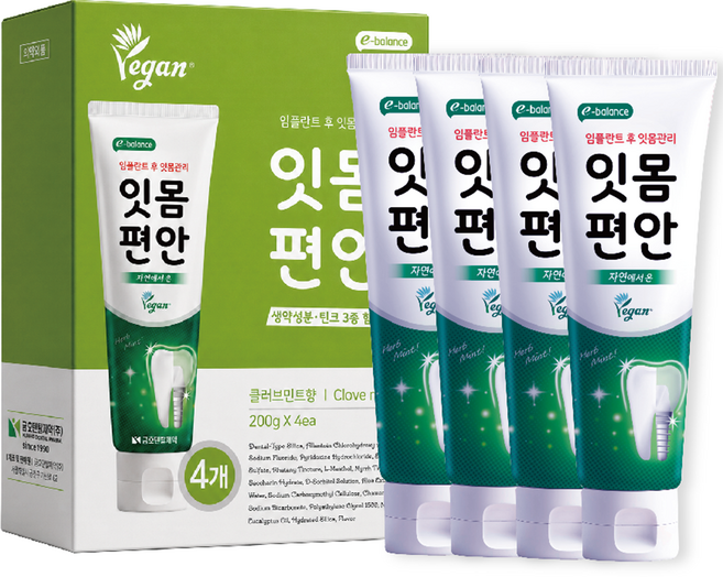 36년 금호덴탈제약이밸런스잇몸편안치약 200g 대용량, 4개