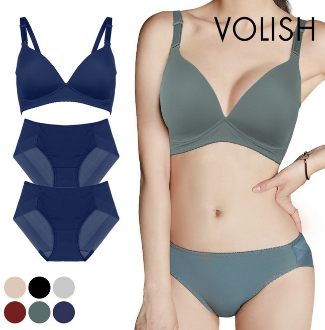 볼리쉬 플래그쉽 여성속옷 노와이어 몰드 보정 브라1+팬티2 세트 6종 택1 1035